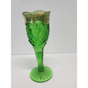 Antique Fair Memorabilia Souvenir Green Trumpet Vase 1907 Emerald Glass